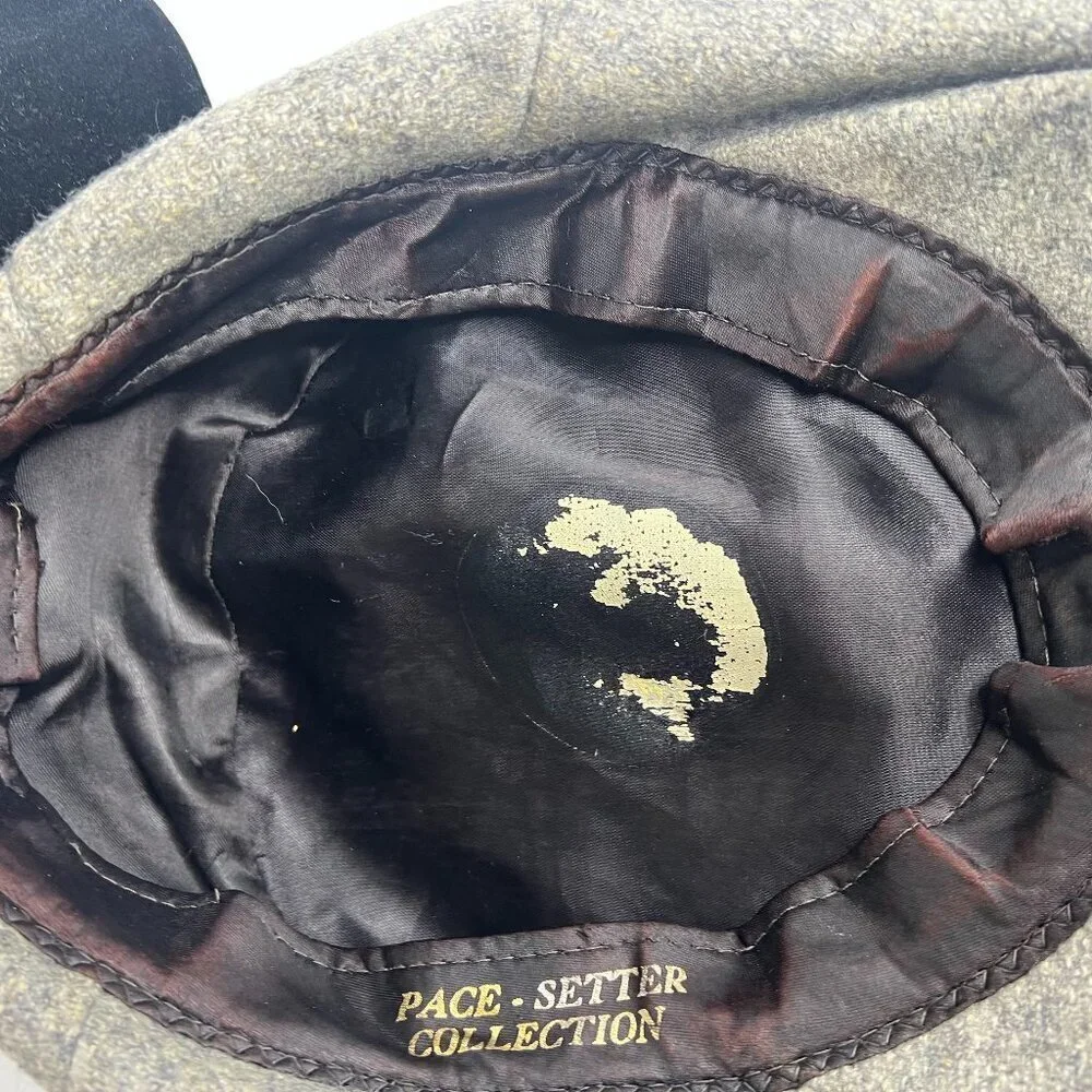 Pace Setter‎ Collection Vintage Newsboy Cap Hat Gray Wool Cabbie Snap Size 7 1/4